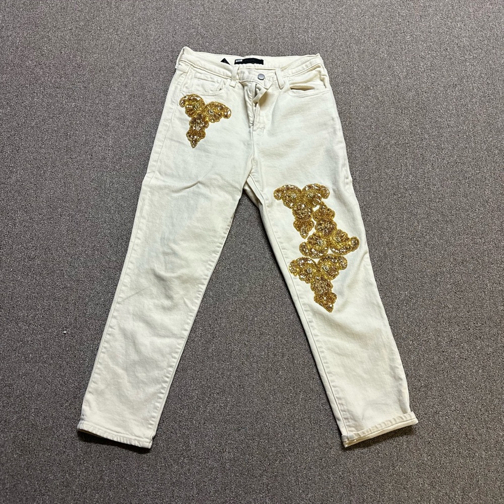 J Brand off White Jeans with Gold Embellishments size 29